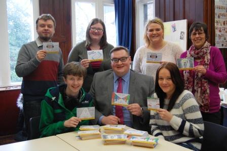 Damien with the young people and co-ordinators from Glossop Volunteer Centre